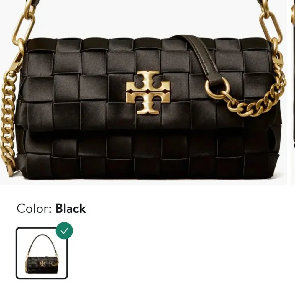 Tory Burch Women's Kira Woven Satin Flap Shoulder - Picture 4 of 6